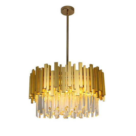 Round Regina | Satin Brass Crystal Chandelier