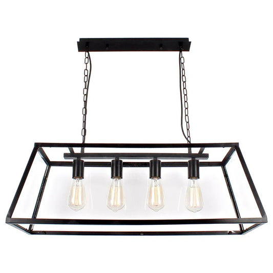 Creswick Vintage Lantern Look Pendant Matt Black- 4 Light Long** New Arrival **