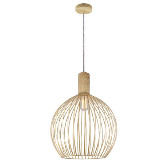 Gabbia 1 Light Natural Timber Look 30cm Pendant - V&M IMPORTS Australia