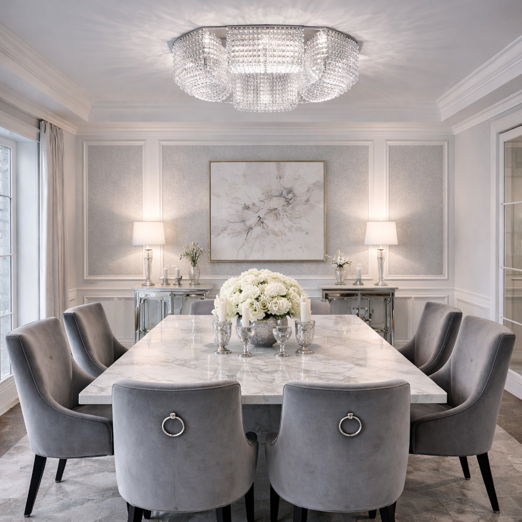 Tunnel 80cm Crystal Flush Chandelier