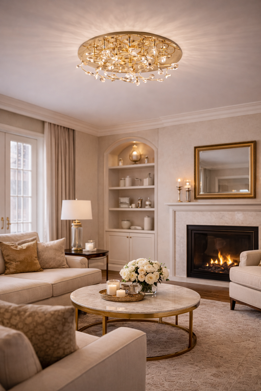 Katie Square Flush Mount Chandelier- Gold - Small