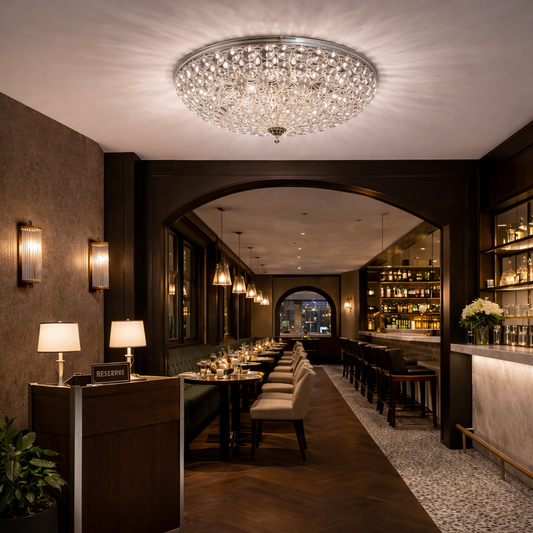 Krystal 50cm Crystal Close to Ceiling Oyster Light