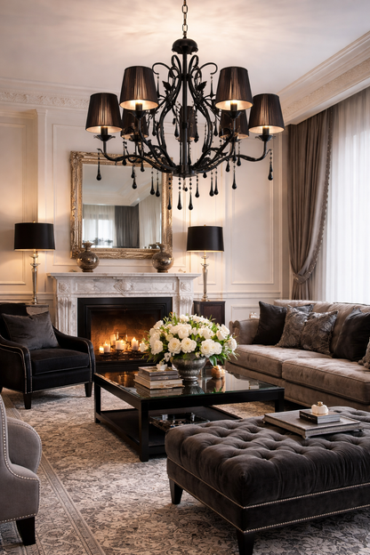Florence 6 Light Black Crystal Chandelier