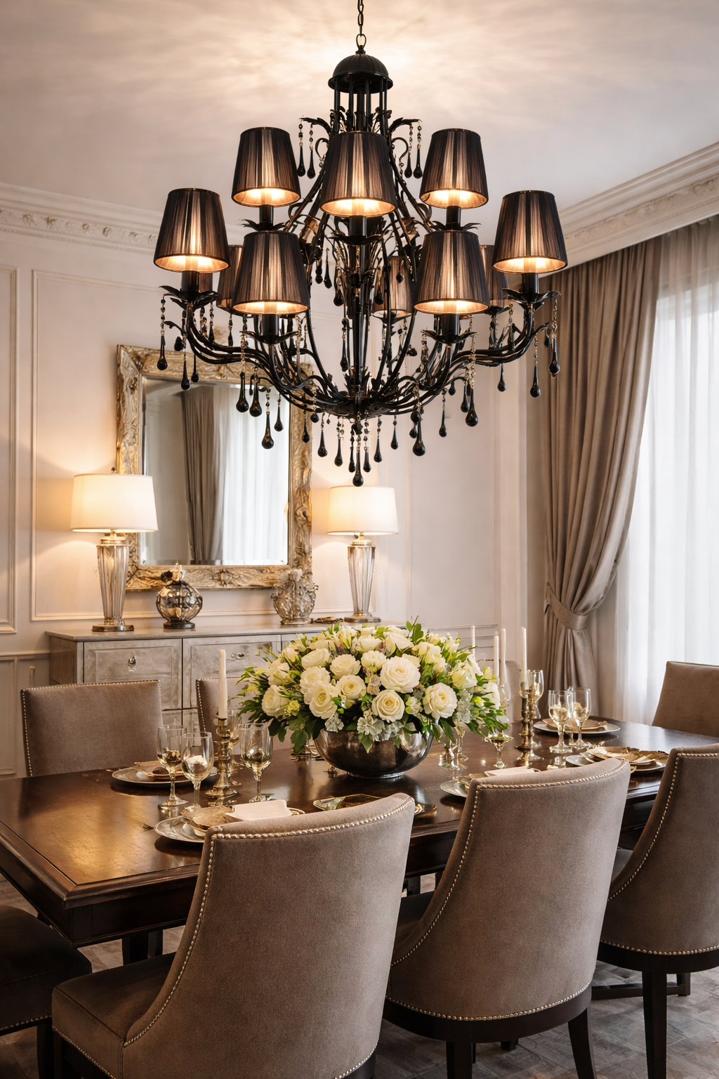Florence 12 Light Black Crystal Chandelier