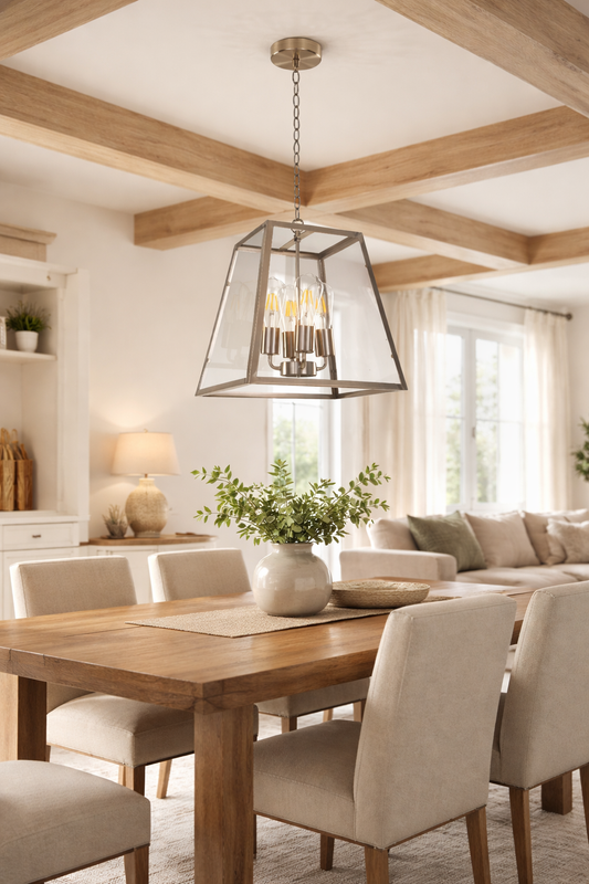 Creswick Chrome 4 Light Square Pendant