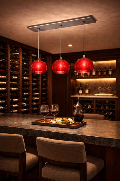 METEOR - 3 Light - Bar Pendant - Red