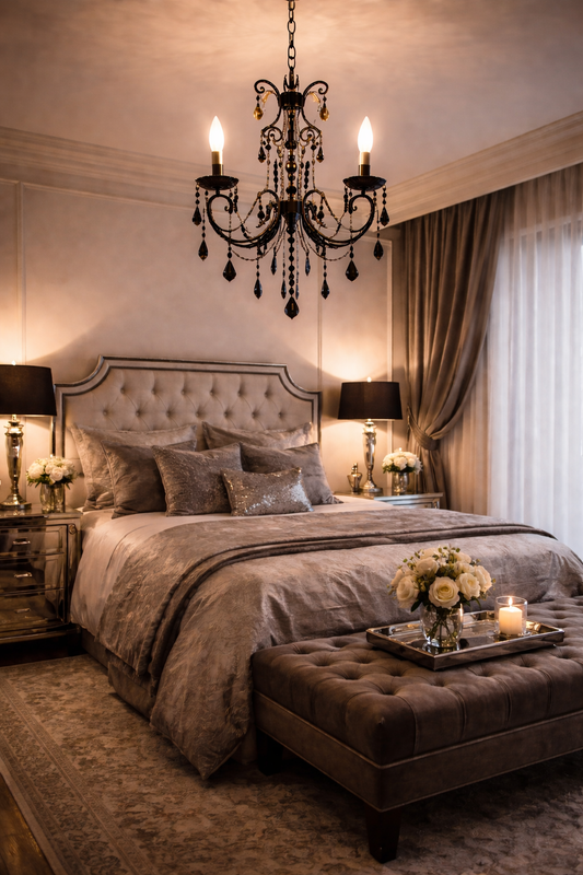 Venice Black Chic Crystal Pendant Chandelier - 3 Light