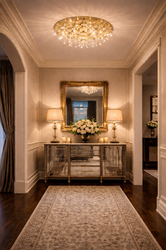 Katie | Round Flush Large Gold Chandelier | Limited Avalability