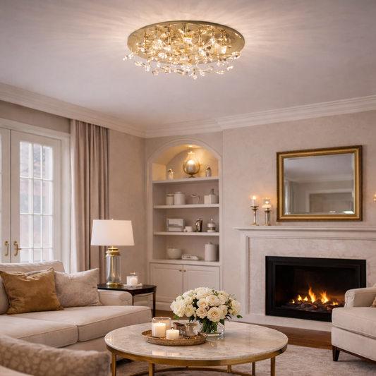 Katie Round Flush Mount Chandelier- Gold - Small