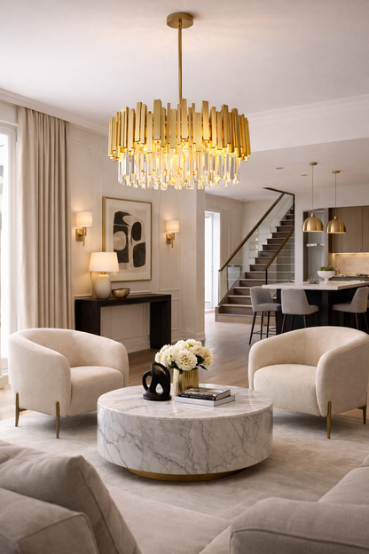 Regina 50 Satin Brass Crystal Chandelier