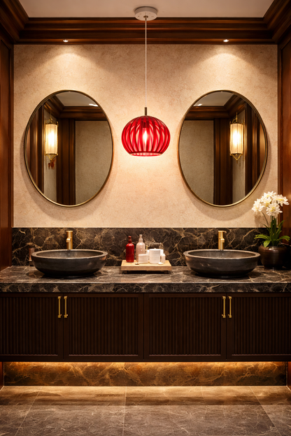 Lupo | Red Acrylic & Glass Pendant | Limited Avalability