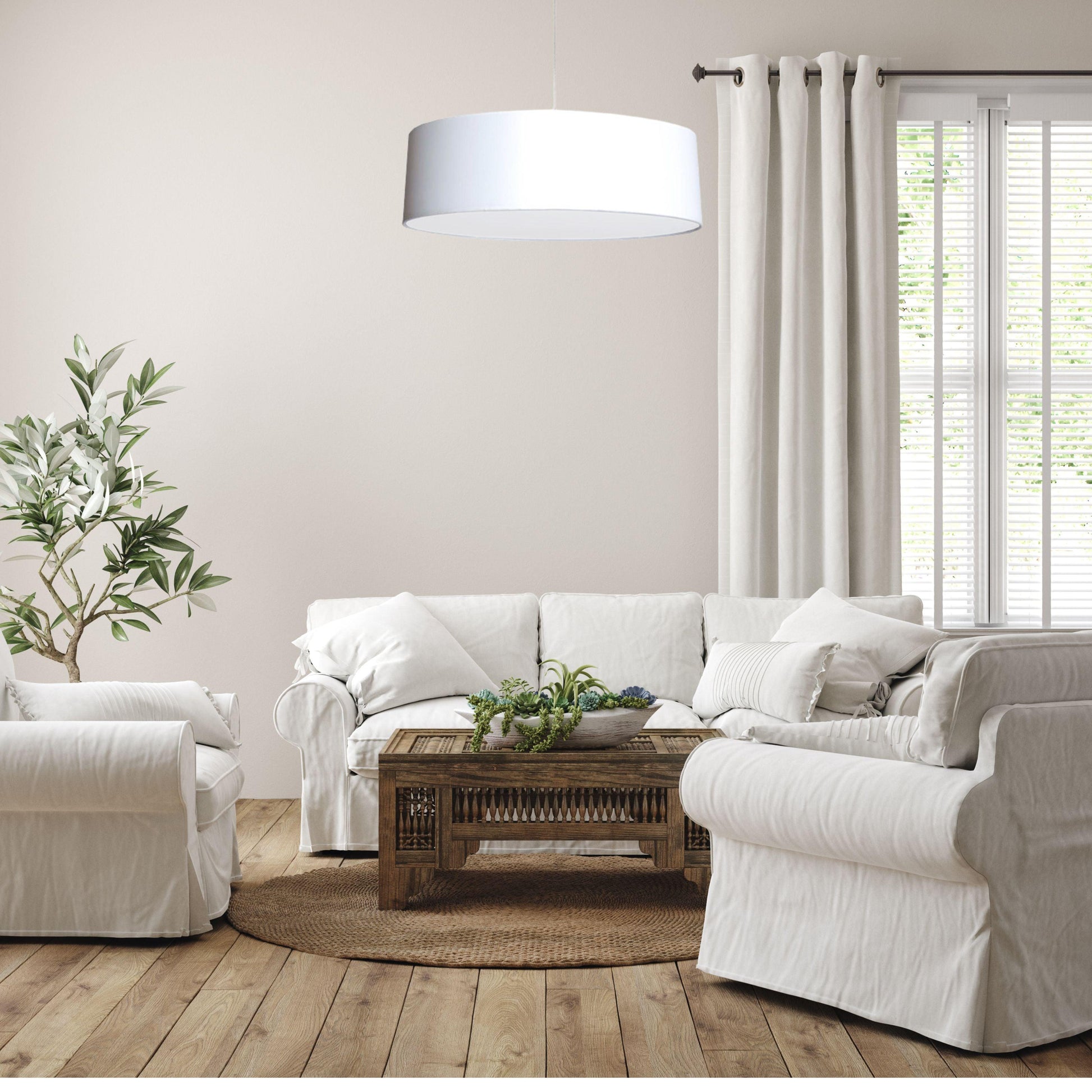 Marco 60cm White 3 Light Drum Pendant - V&M IMPORTS Australia