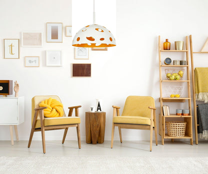 MINA 40cm White/Yellow Laser Cut Metal Pendant - V&M IMPORTS Australia