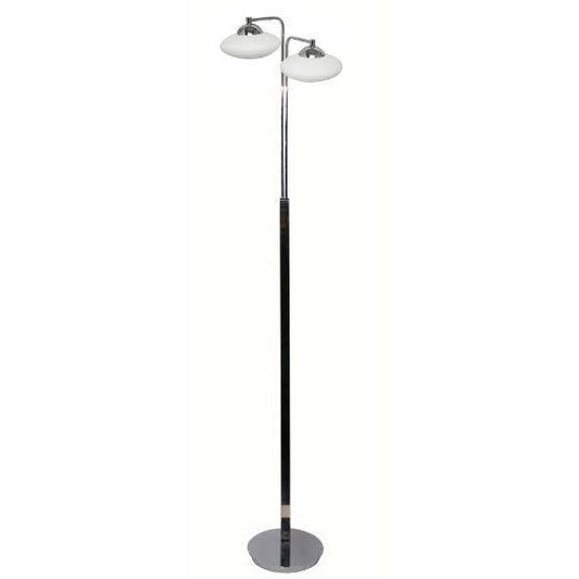 UFO - Polished Chrome Floor Lamp - White Glass Shade - V&M IMPORTS Australia