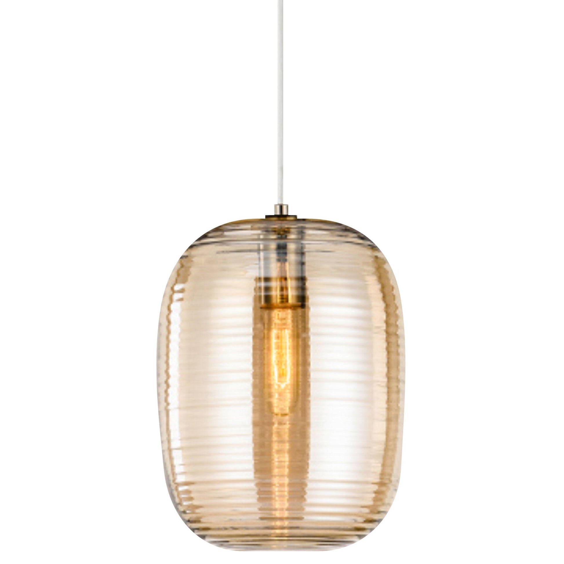 Barilla 1 Light Amber Fluted Glass Pendant - V&M IMPORTS Australia