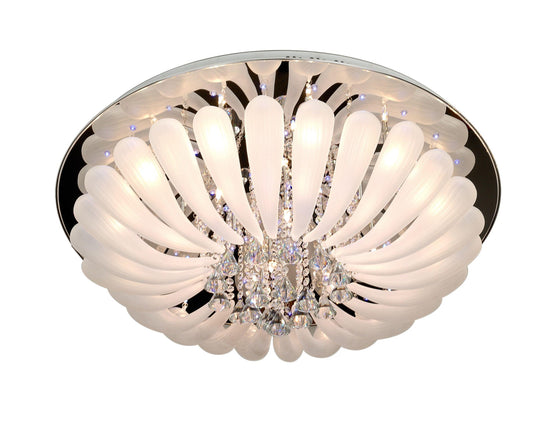 IVAN 50cm Round Crystal Flush Mount Chrome Chandelier - Remote Control - V&M IMPORTS Australia