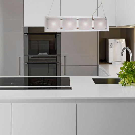 PANEL 4 Light Halogen Rectangle Glass Pendant - V&M IMPORTS Australia