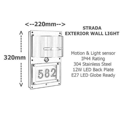 STRADA - Stainless Steel - Exterior Wall Light - LED - Motion Sensor - V&M IMPORTS Australia